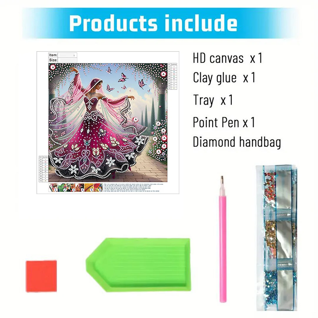 Dancing Beauty - Diamond Painting - Partial Special Shaped Drill(Canvas|30*30cm)