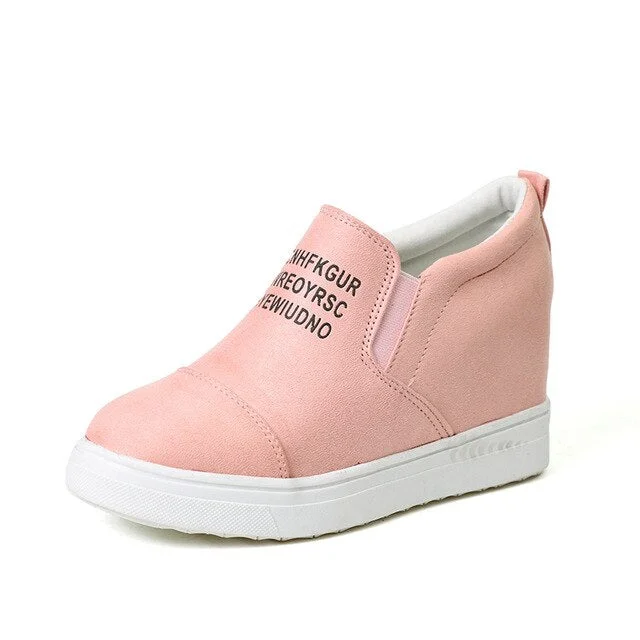 Autumn Women Platform Wedges Vulcanized Ankle Boots Height Increasing Female High Heel Shoes Ladies Fashion Plus Size 35-43