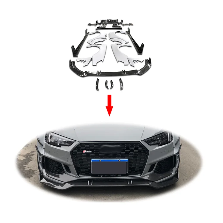 Carbon fiber front rear bumper lip set wide bodykit Rear Diffuser side skirts Wing spoiler for Audi Rs4 2018 body kit ITN Auto