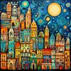 Colored Houses-14CT Stamped Cross Stitch 40*40cm/15.75*15.75in tapestrymarket