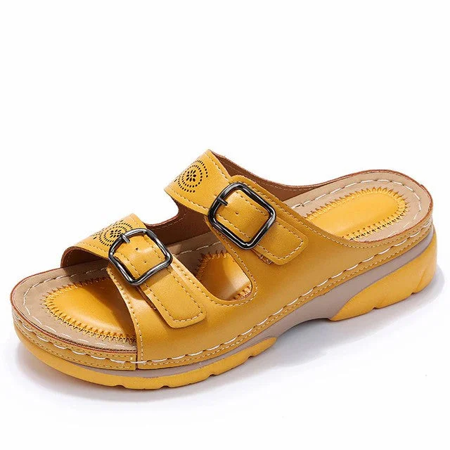 Breathable Orthopedic Adjustable Ladies Leather Sandals