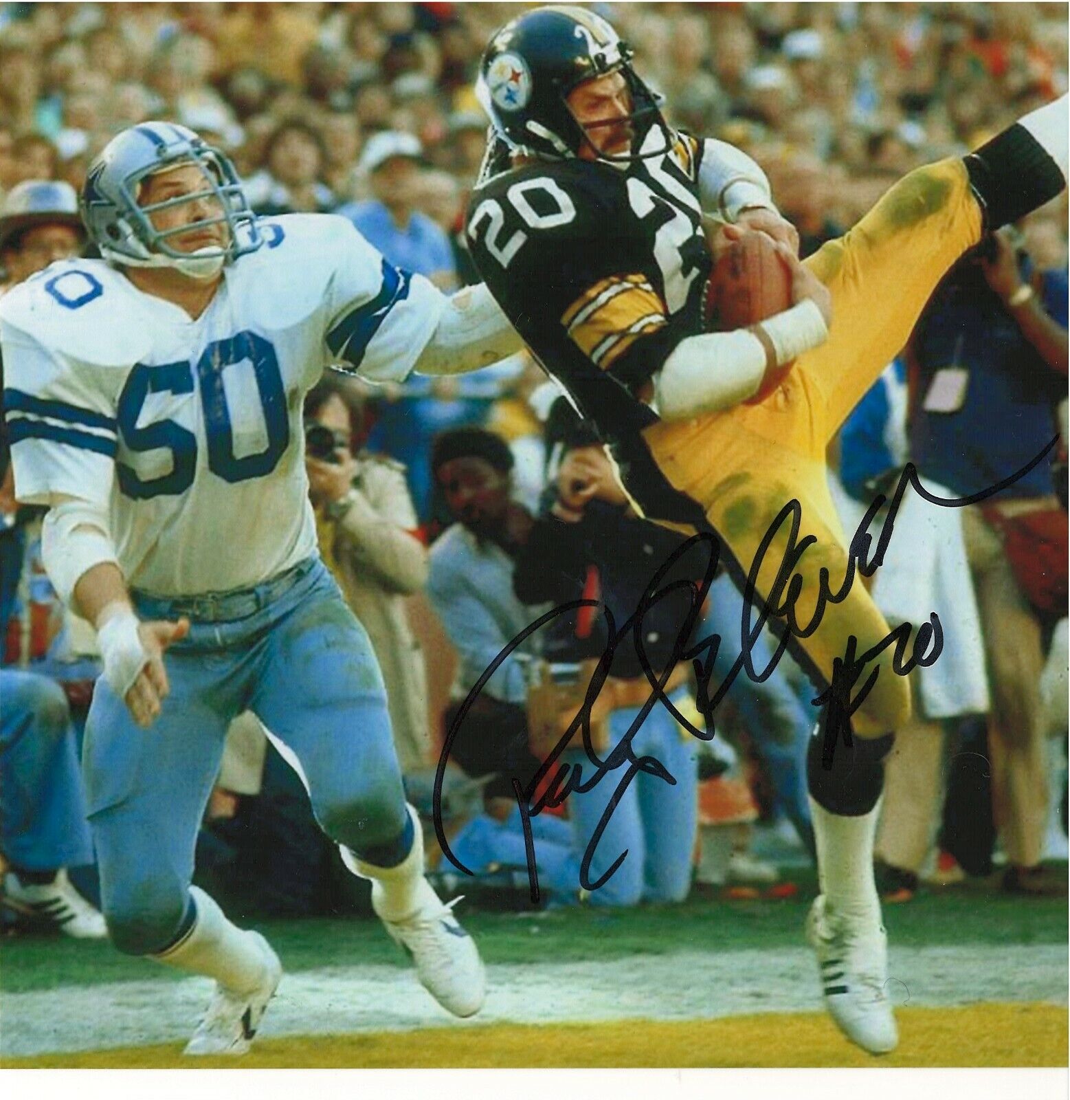 ROCKY BLEIER PITTSBURGH STEELERS RARE SIGNED SUPER BOWL Photo Poster painting