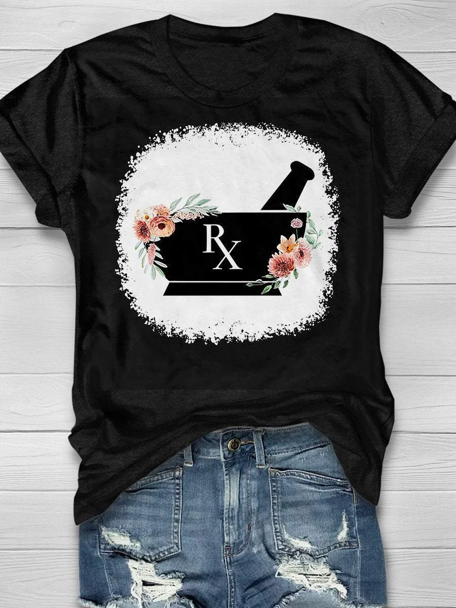 Marble Personalized Pharmacy Print Short Sleeve T-shirt