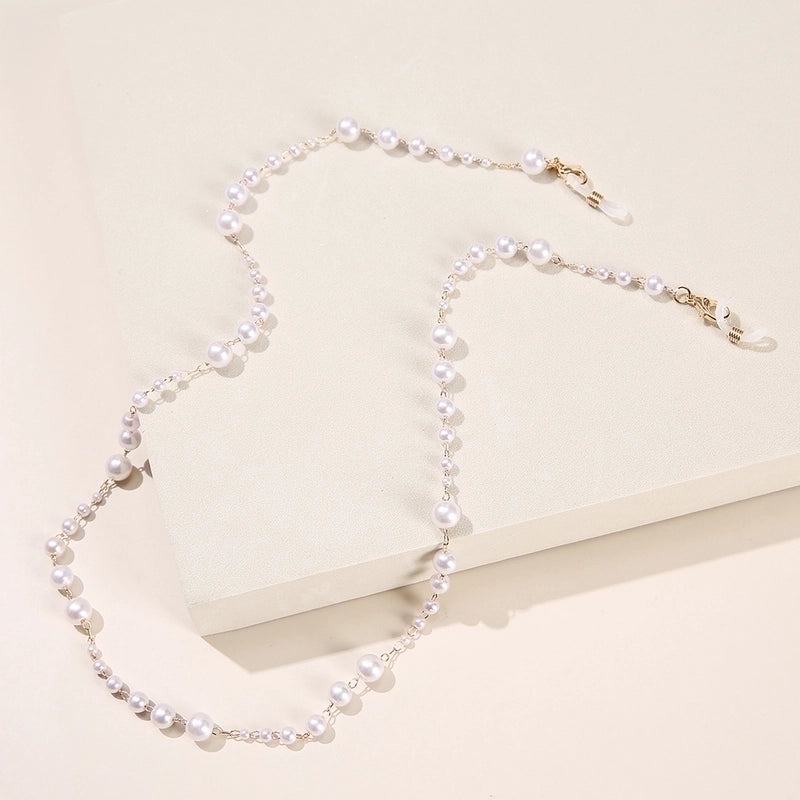 Fashion Geometric Beads Pearl Glasses Chain