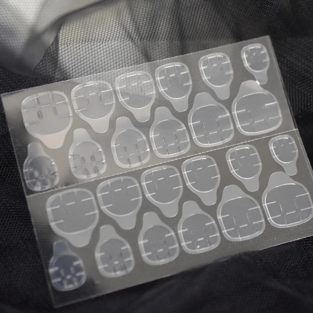 1lot= 10 Sheets Jelly Double-side Glue Sticker For Fake Nails Tips Transparent Flexible Adhesive Tabs-Nail Inspo