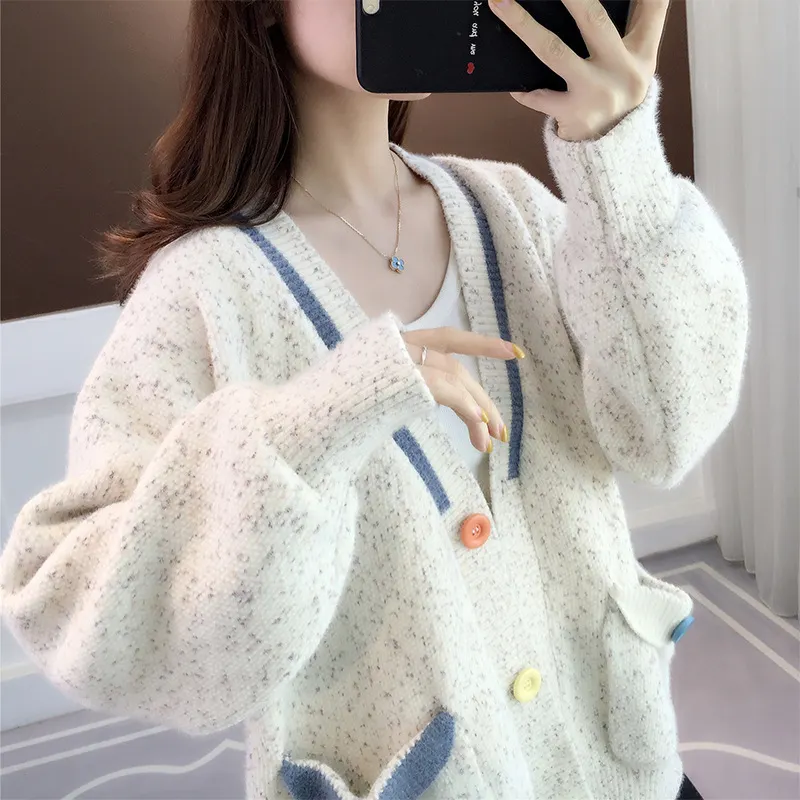 Churchf Churchf Knit Cardigan Spring Dress 2024 New Women's Wear Loose Wear Autumn And Winter Hot Style Add Thick Sweater Coat