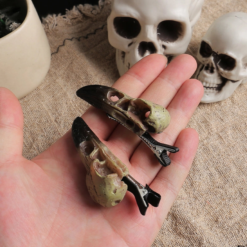 Halloween Novelty Crow Skull Resin Party Festival Hairpin