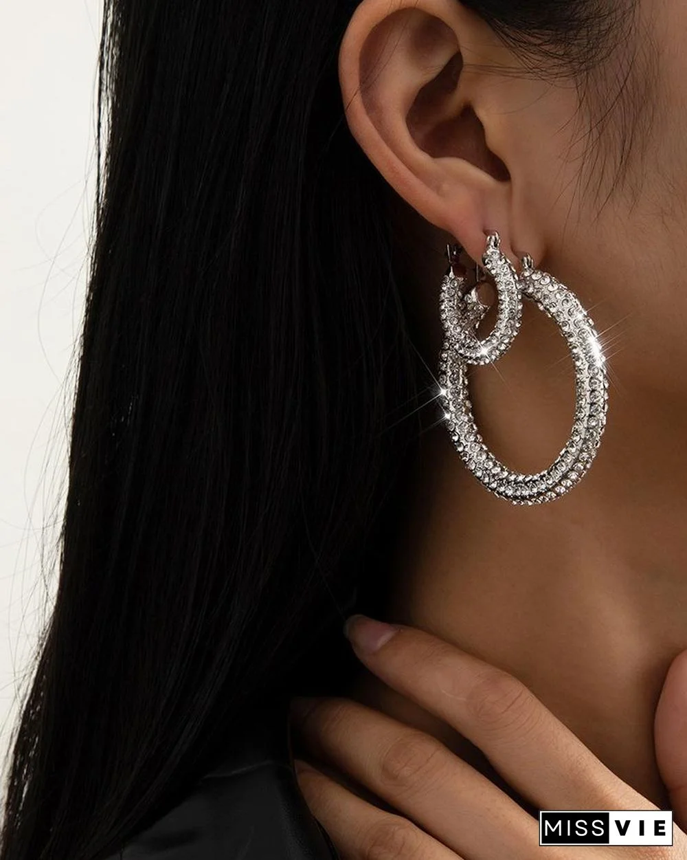 1Pair Studded Hoop Earrings