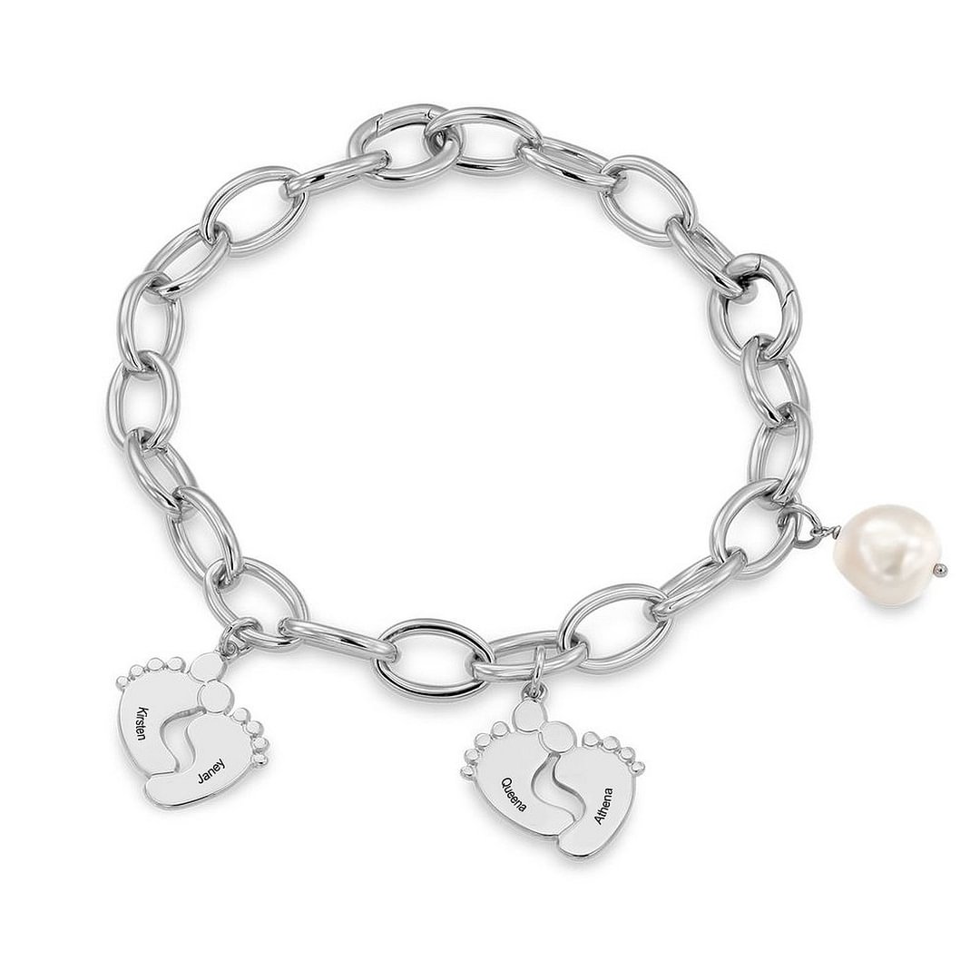 Mom Bracelet with Baby Feet Charms