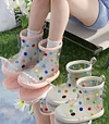 Polka Dot Rainbow Bean shark Adult Rain Boots Women's Fashion 2024 Waterproof Rain Boots Short Tube Water Shoes