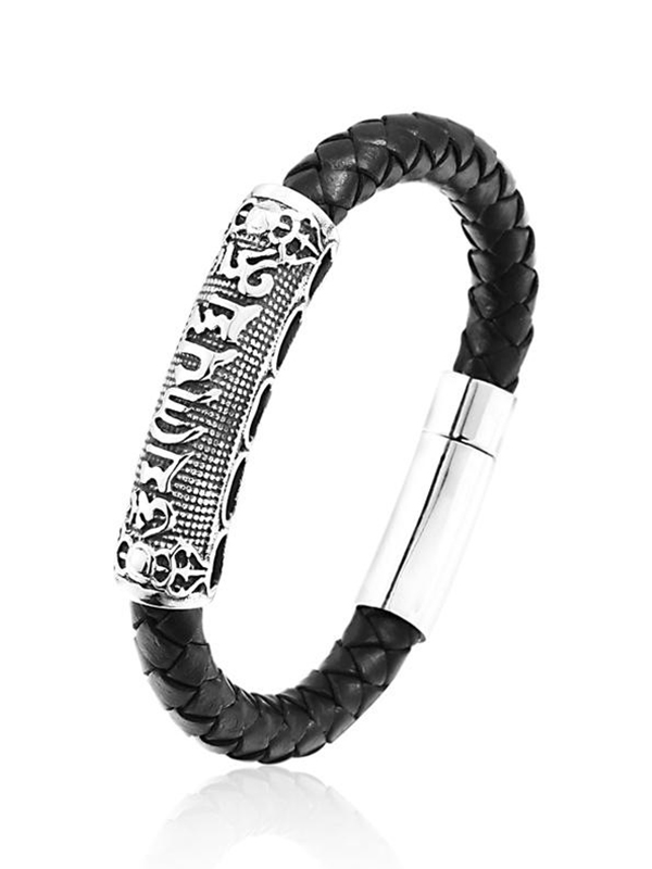 Cow Leather Six-Character Mantra Bracelet