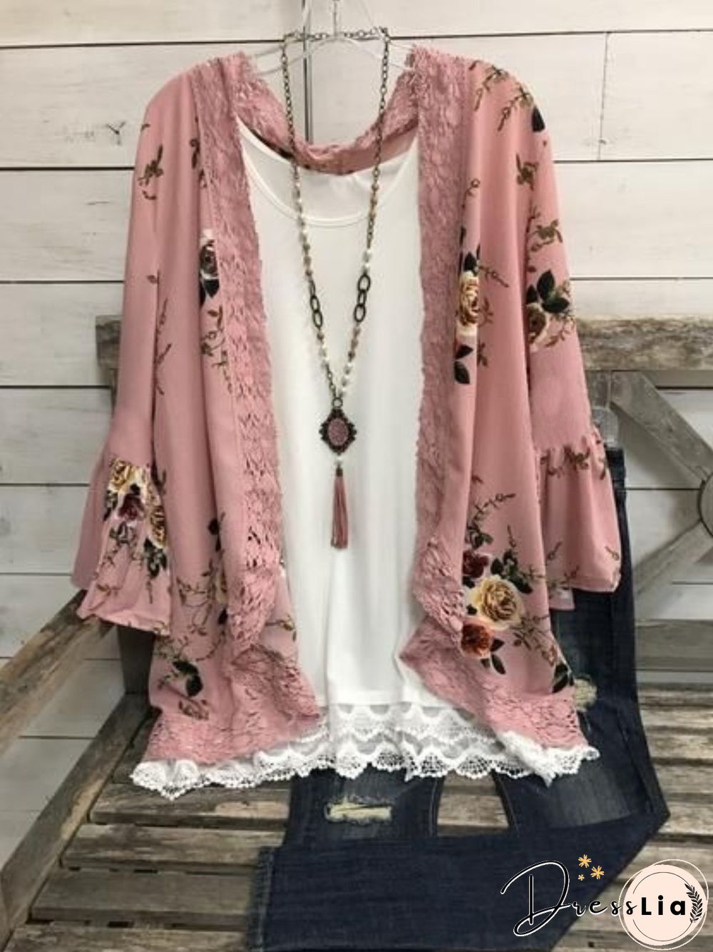 Casual Long Sleeve Plus Size Printed Cardigan