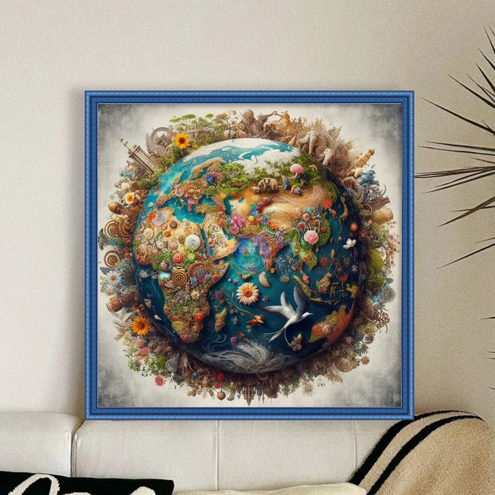 14CT Full Stamped Cross Stitch - Earth(Canvas|50*50CM)