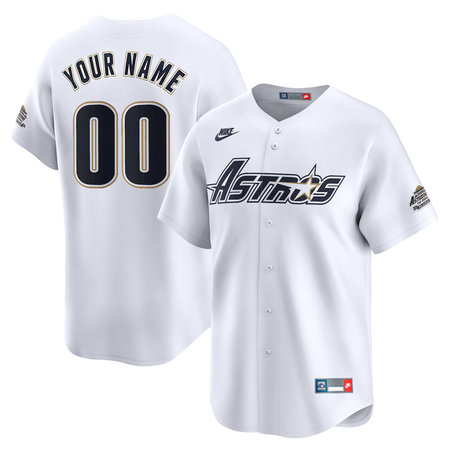 Men's Houston Astros Nike White Throwback Cooperstown Collection Limited Custom Jersey BUSS