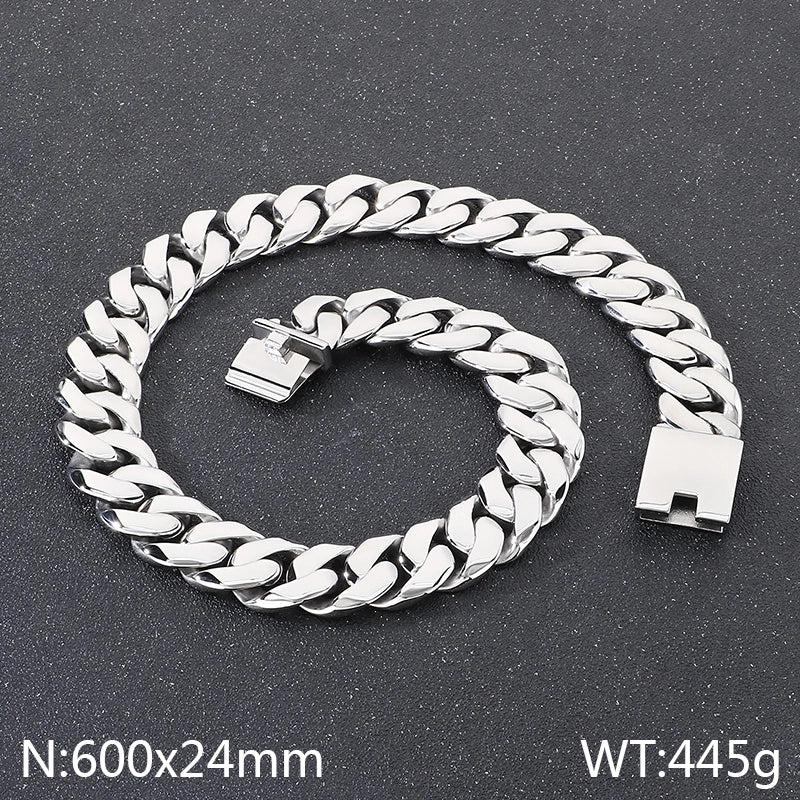 Personalized Fashion Domineering Stainless Steel Cuban Link Chain Men's Necklace
