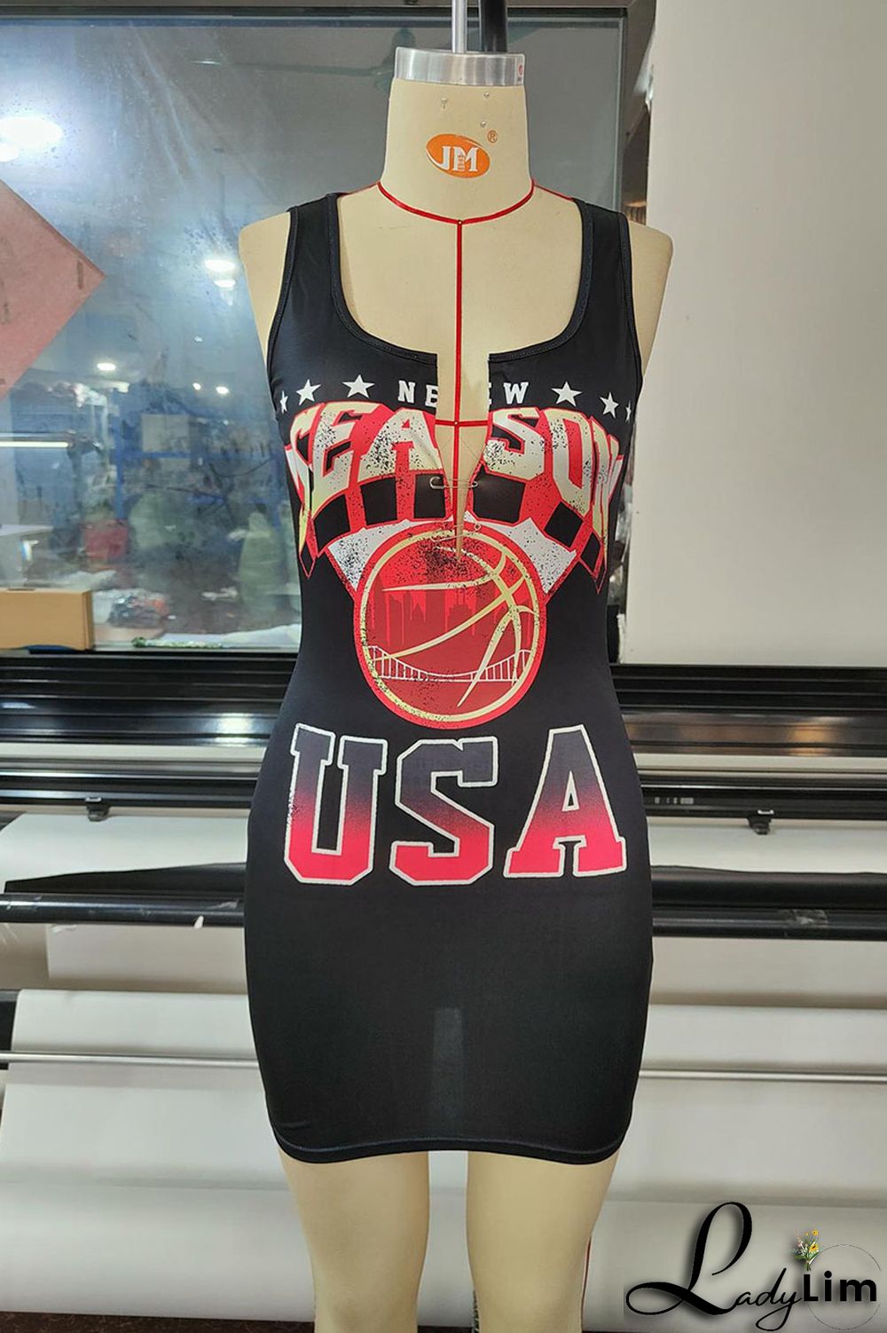 Black Sexy Print Patchwork U Neck Pencil Skirt Dresses