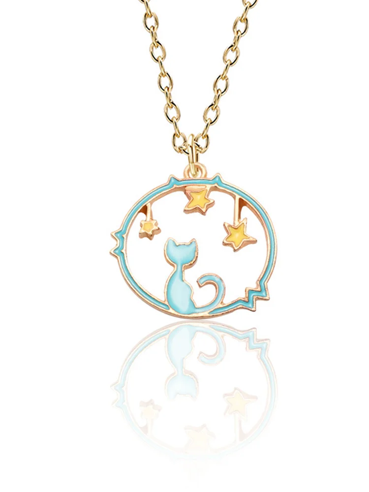 Cat Under The Stars Alloy Necklace