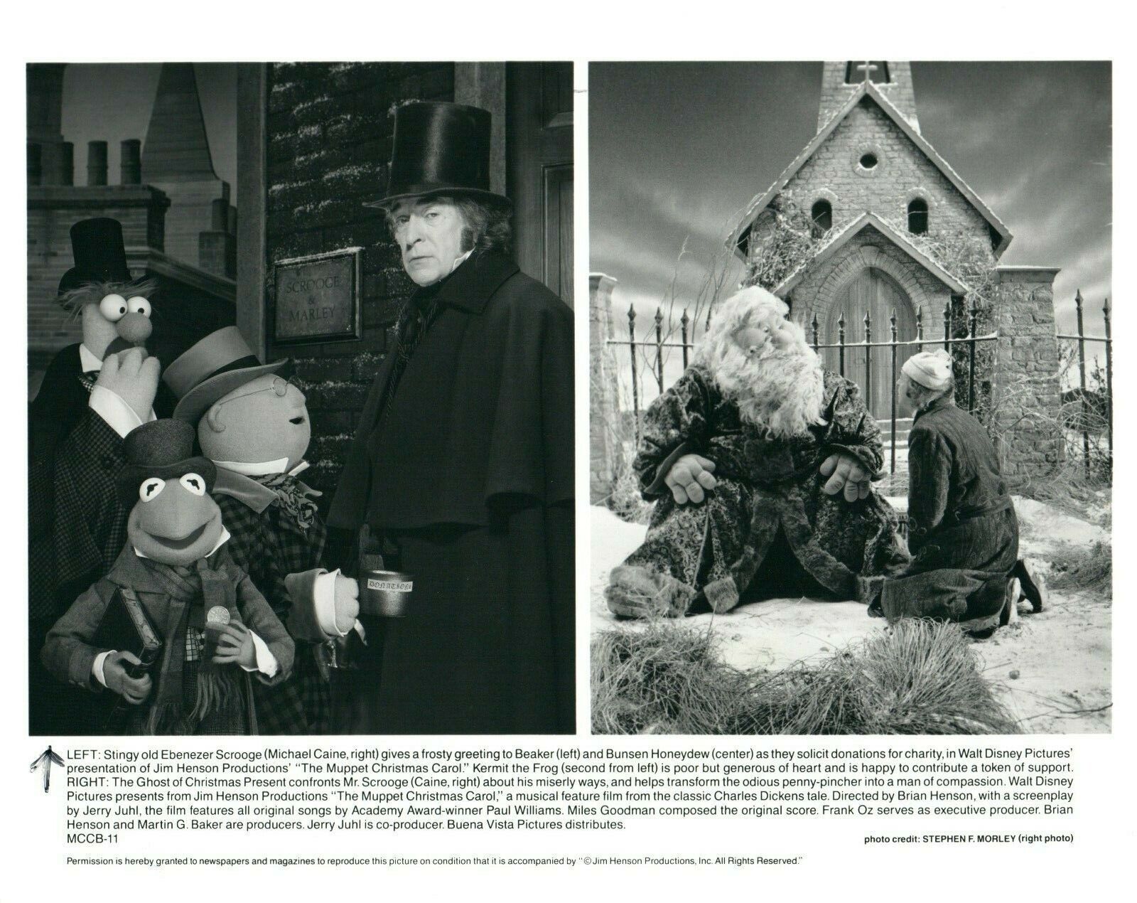 MICHAEL CAINE KERMIT Movie THE MUPPET CHRISTMAS CAROL 8x10 Promo Press Photo Poster painting