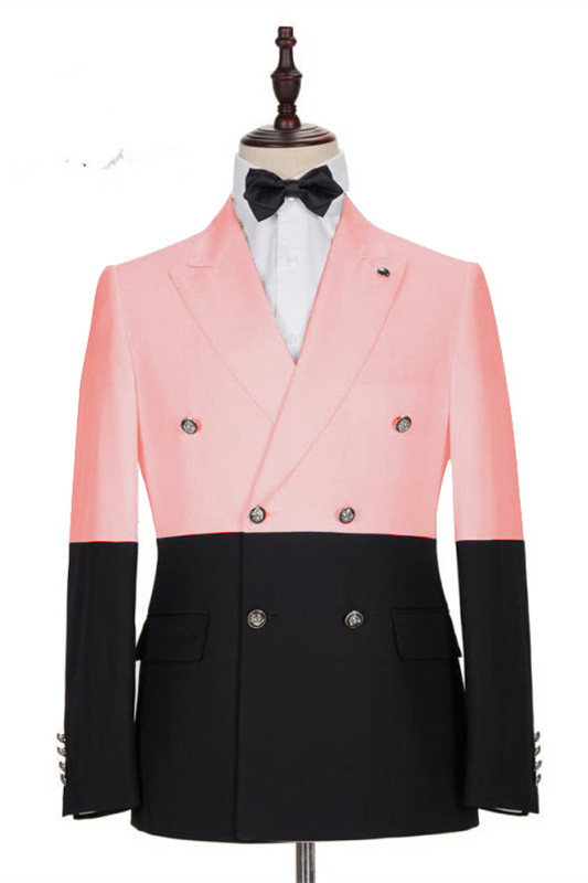 Dresseswow Handsome Pink Blazer For Groom Double Breasted For Sale