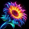 Diamond Painting -5D Full Round Drill Neon Sunflower(40x40cm-Box Packagin)