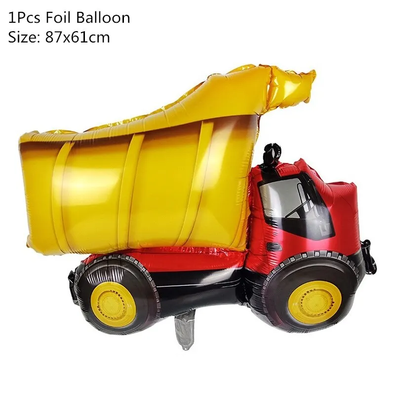 Construction Tractor Theme Excavator Inflatable Balloons Truck Vehicle Banners Baby Shower Kids Boys Birthday Party Supplies