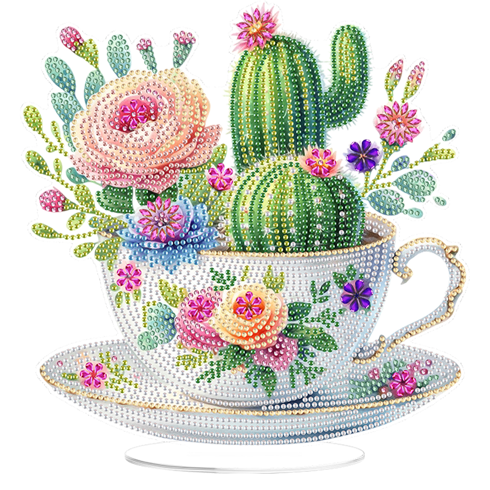 Acrylic Special Shaped Cactus In A Bowl 5D DIY Diamond Art Tabletop Decorations