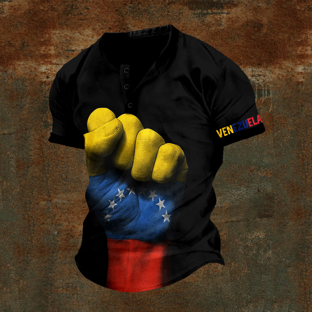 Men's Flag Of Venezuela On A Raised Clenched Fist Print Shirt artswardrobe