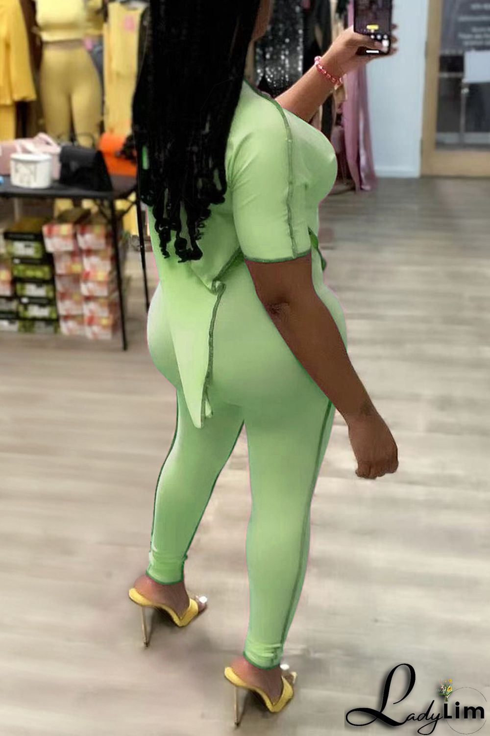 Orange Fashion Casual Solid Patchwork Asymmetrical O Neck Short Sleeve Two Pieces