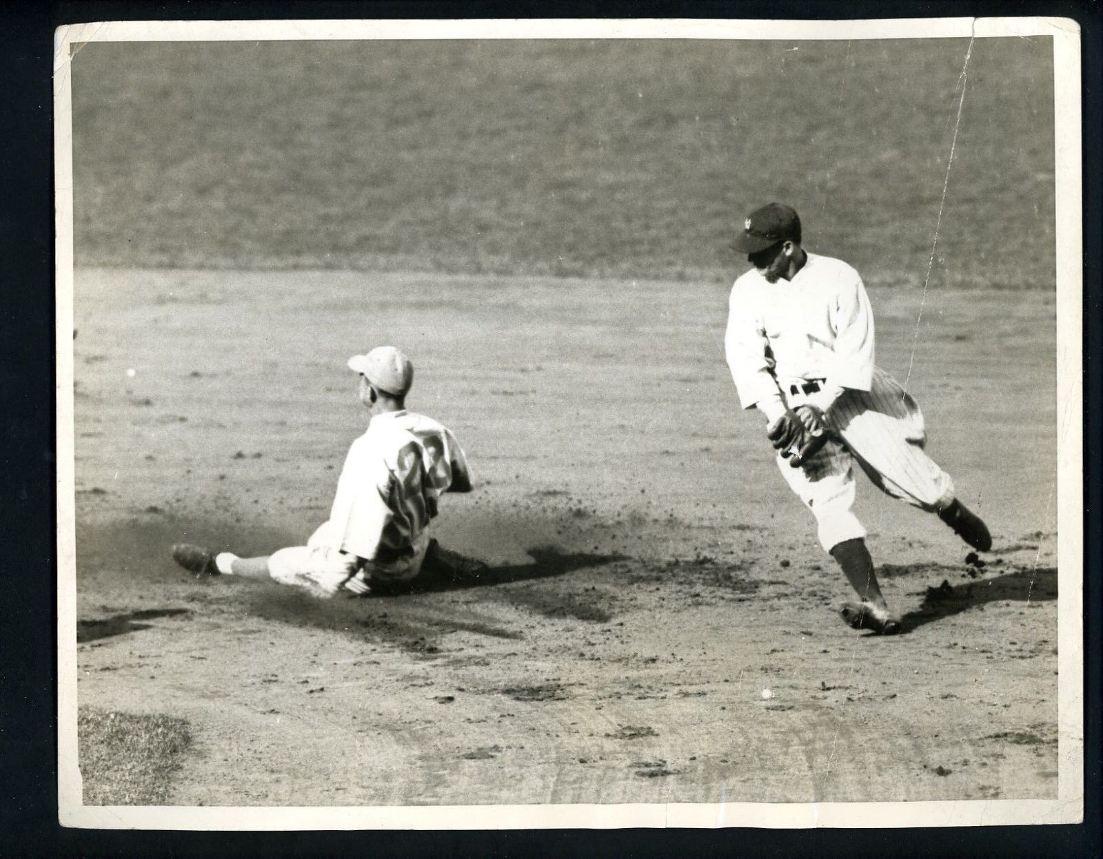 Rabbit Warstler & Don Heffner 1934 Press Wire Photo Poster painting Philadelphia A's Yankees