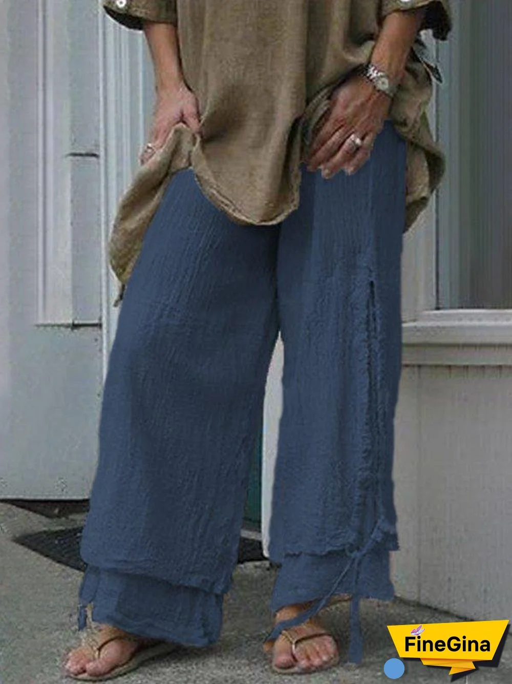 Plus Size Women Linen Casual Pants Solid Cotton Summer Bottoms