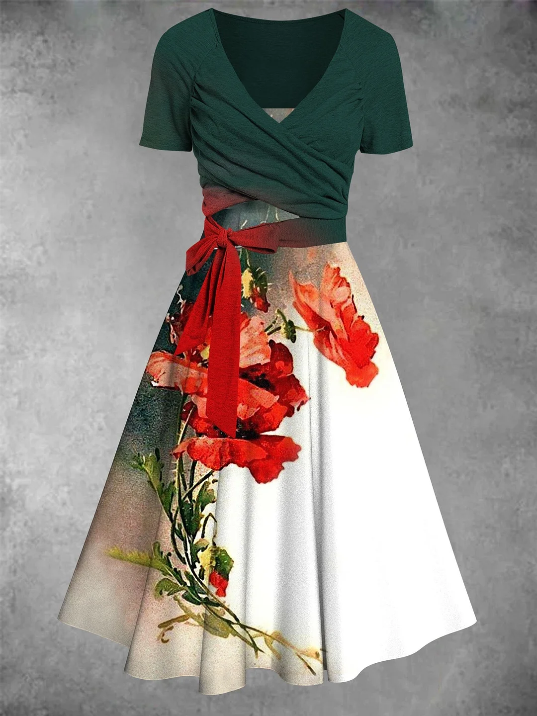 Women's Poppy Print Two-Piece Dress