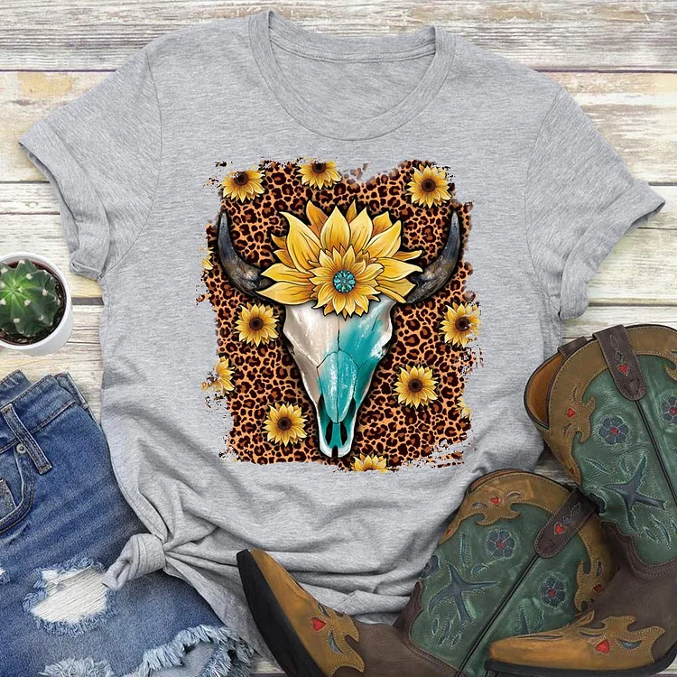 Leopard Cattle western style T-Shirt Tee -06255