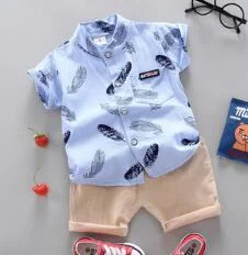Boys Clothes Baby Summer Letter Shirt Set Print Short Sleeve Shirt + Pants for Infant Toddler Boy 2 PCS Outwear 1 2 3 4 Years
