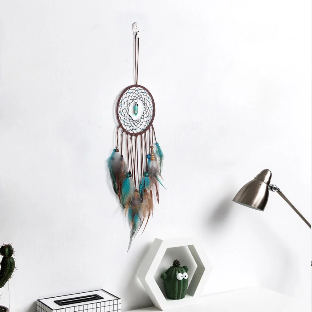 Handmade Dream Catcher LED Light Feathers Wall Hanging Dreamcatcher Decor
