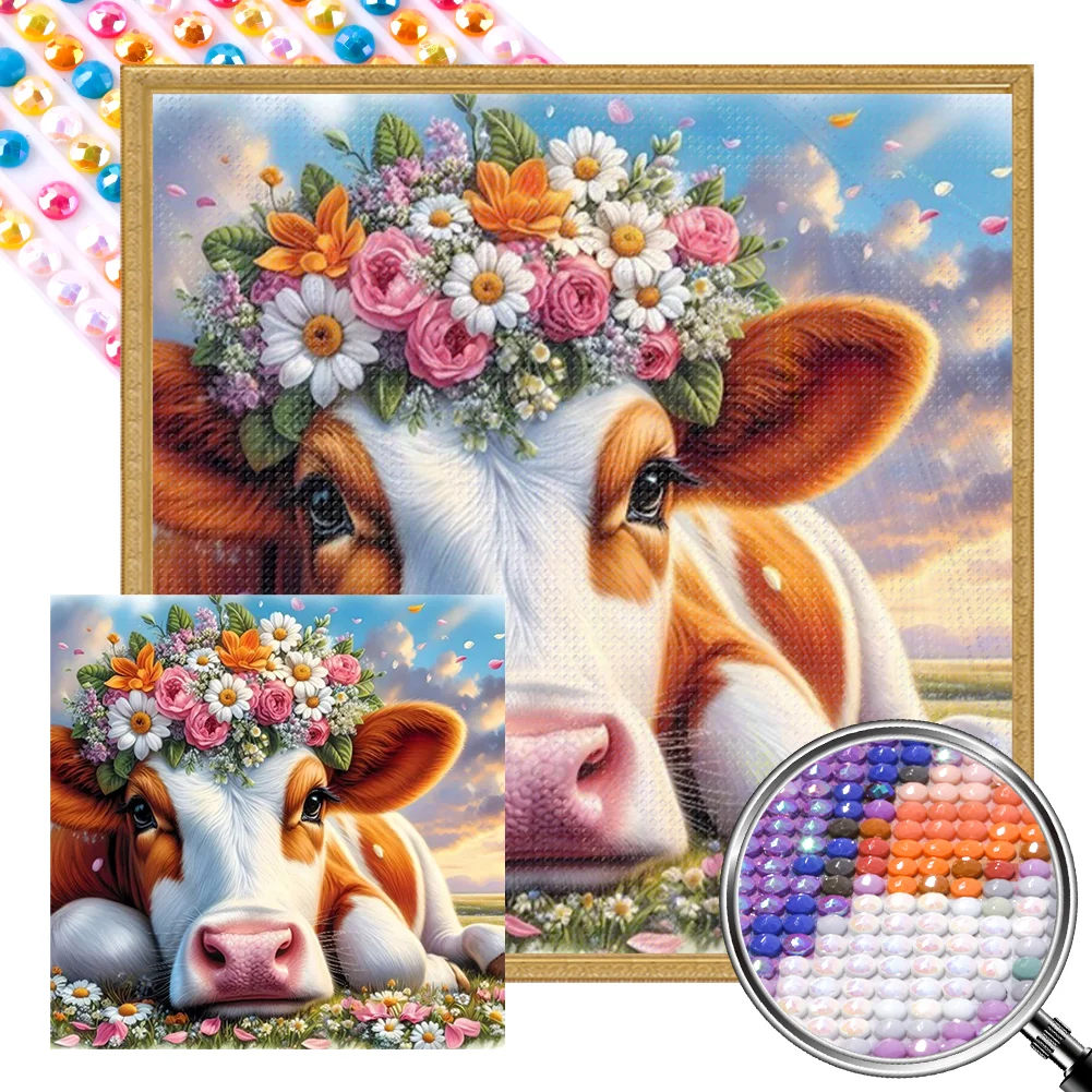 Full Round Partial AB Diamond Painting - Cow(Canvas|45*45cm)