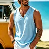 Linen V-Neck Sleeveless Tank Linen Top For Men Lightweight Breathable Summer Casual Wear by Inlyline