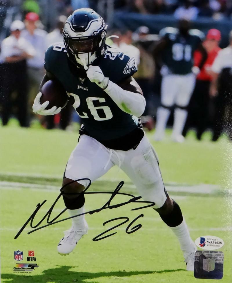 Miles Sanders Signed Phila. Eagles 8x10 PF Running w/ Ball Photo Poster painting-Beckett Auth