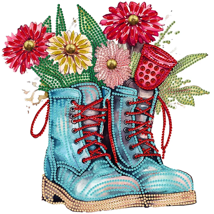 Boots Bouquet 30*30CM(Canvas) Special Shaped Drill Diamond Painting gbfke