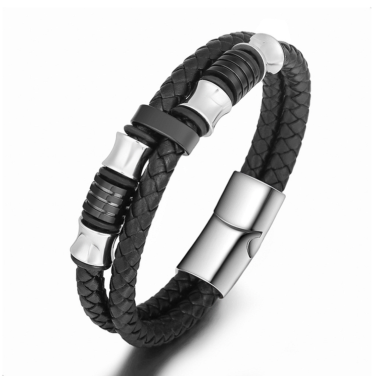 BrosWear Men's Multi-Layer Braided Leather Rope Bracelet