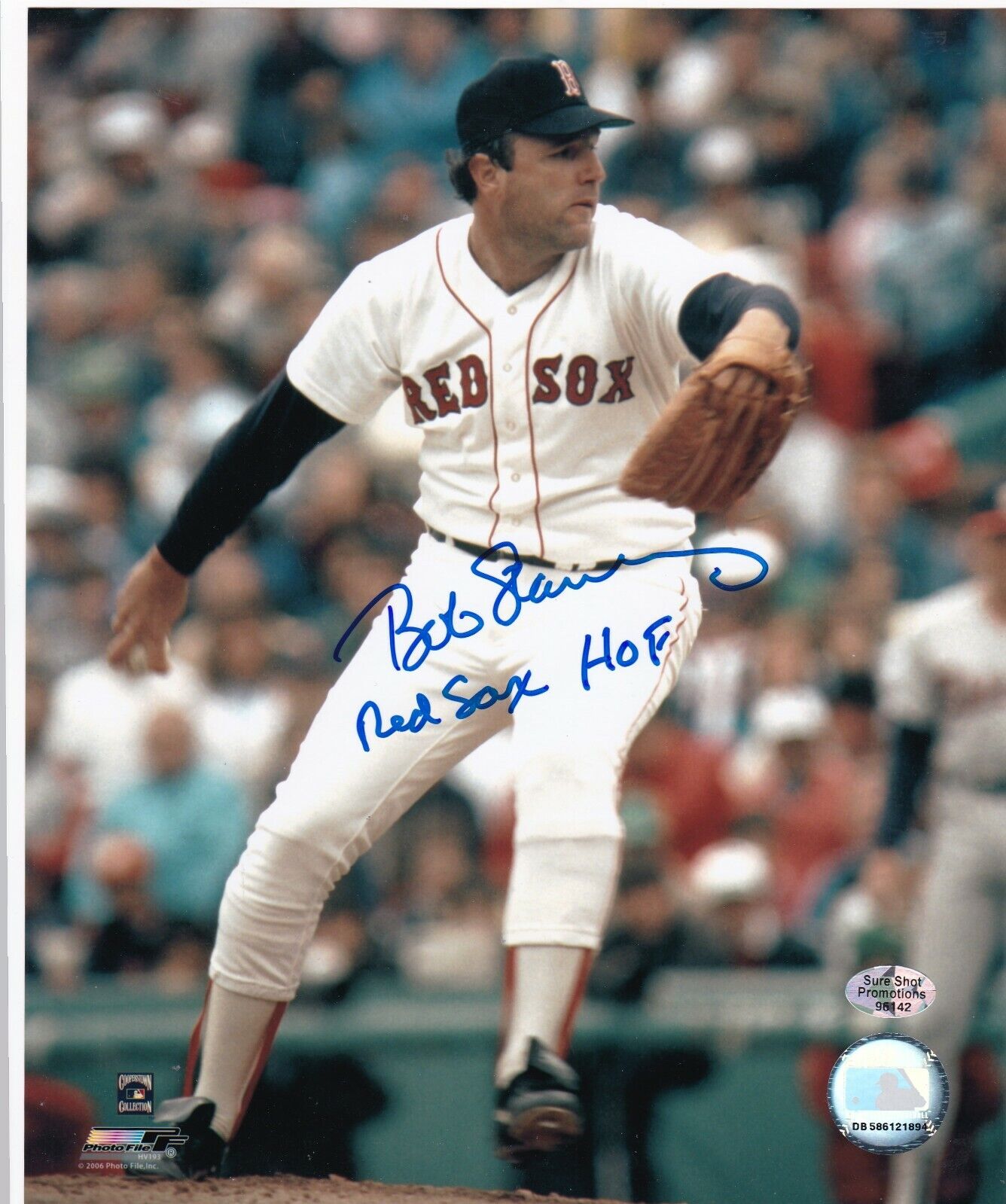 BOB STANLEY BOSTON RED SOX HOF COLOR ACTION SIGNED 8x10