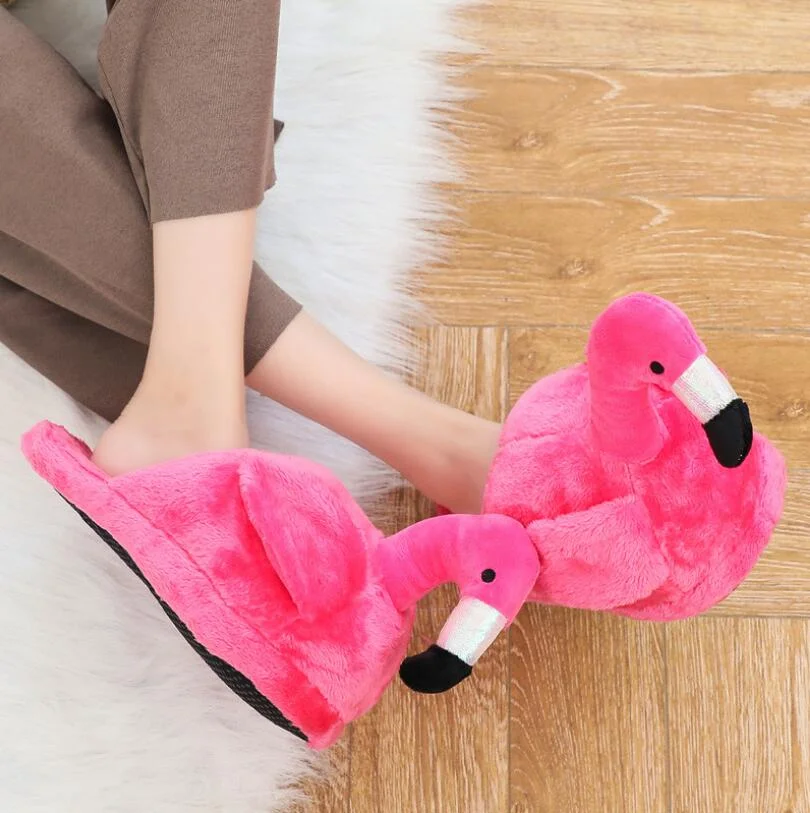 Qjong lovely Home Slippers Chausson Shoes Women Flamingo slippers pantuflas unicornio pantoufle femme Warm Cotton Shoes hy24