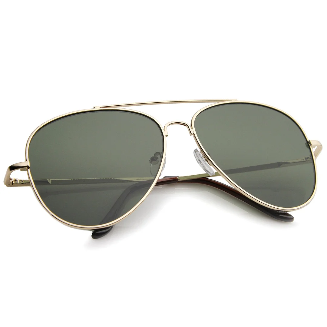 Large Classic Full Metal Teardrop Flat Lens Aviator glasses 60mm