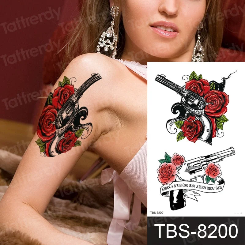 Fashion Colorful Tattoo Waterproof Stickers Beautiful Flowers Tattoo Women New Waterproof Temporary Black Tattoo Sticker Body