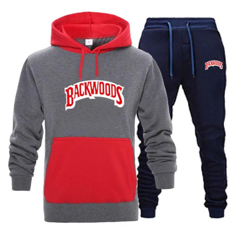 Backwoods Streetwear Hoodie set Tracksuit Men Thermal Sportswear Sets Hoodies and Pants Suit Casual Sweatshirt Sport Suit