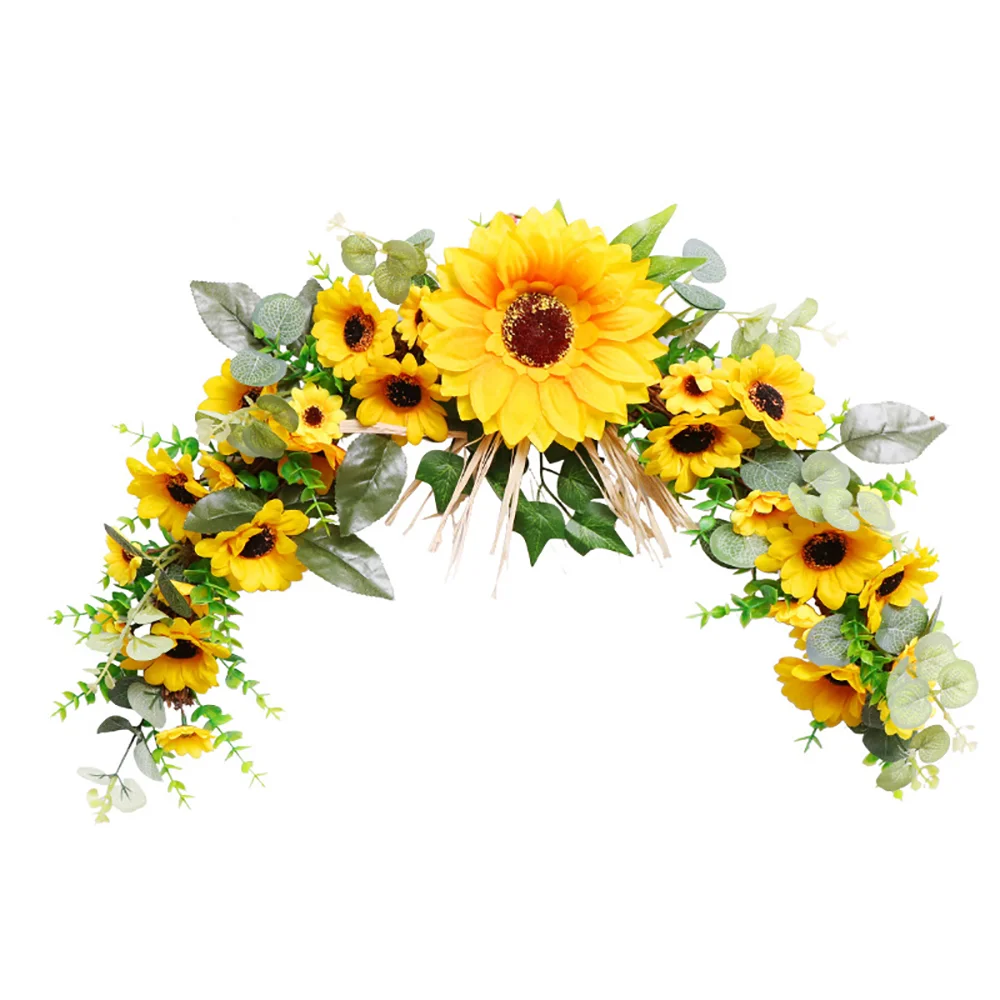 Sunflower simulation cow horn wreath props decoration