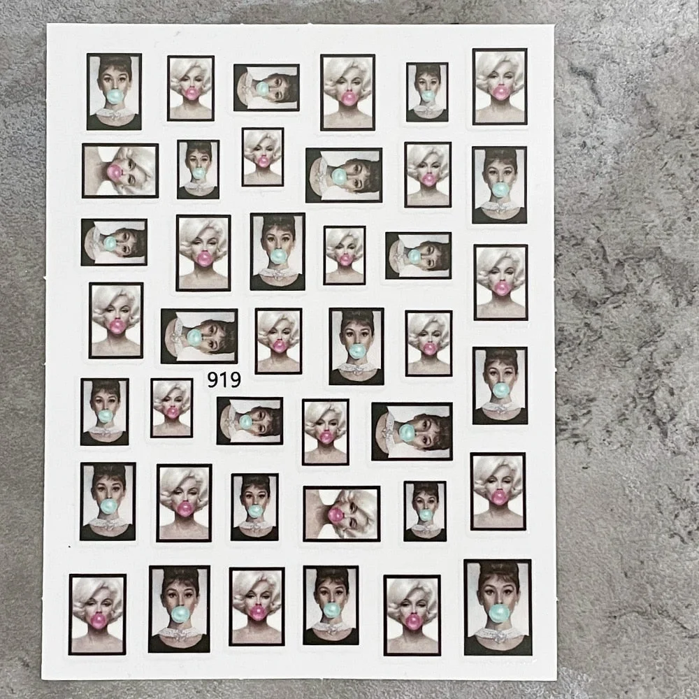 Nail Art Sticker water decal decorations Beauty Woman Marilyn Monroe Audrey Hepburn DIY Watermark Decals Nail Art Sticker