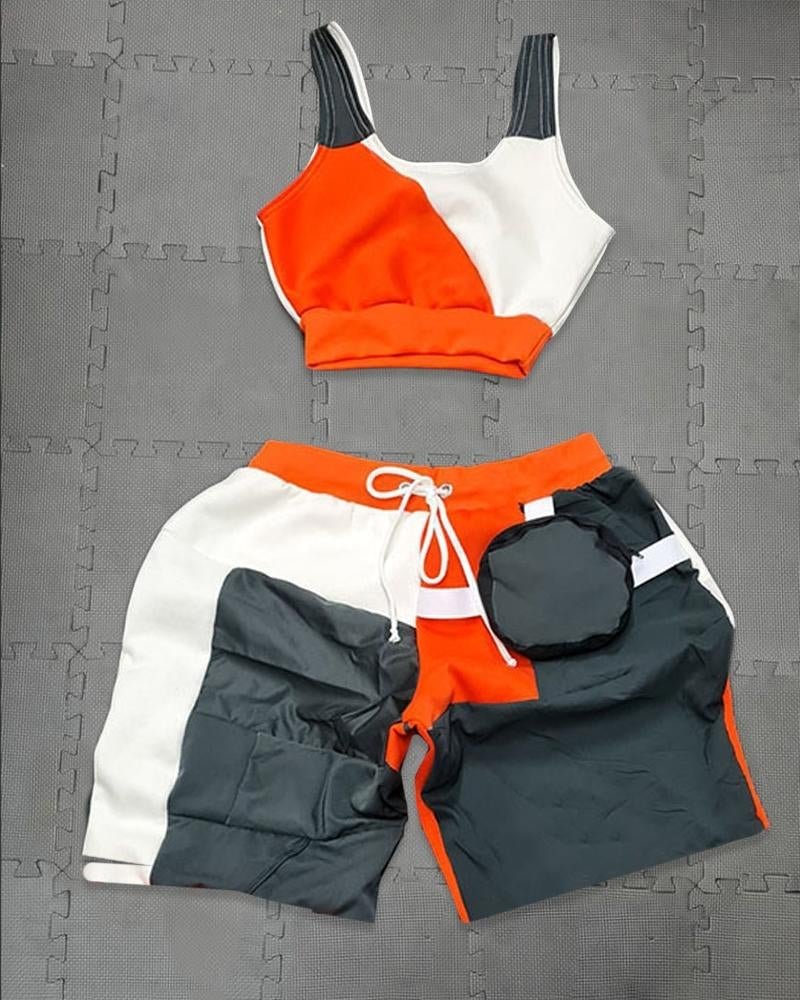 Women's Sporty Patchwork Printed Sets123