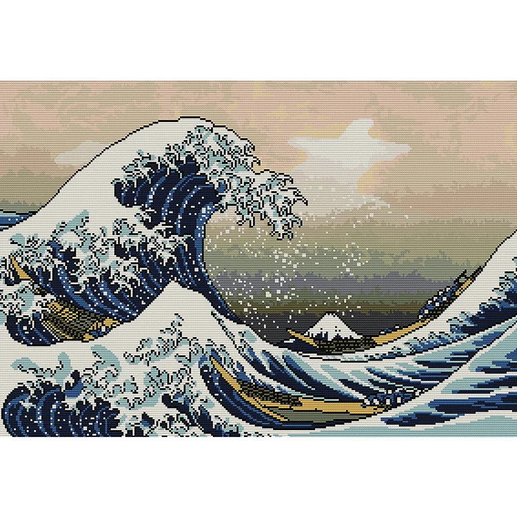 Joy Sunday Kanagawa Wave 14CT Stamped Cross Stitch 60*44cm