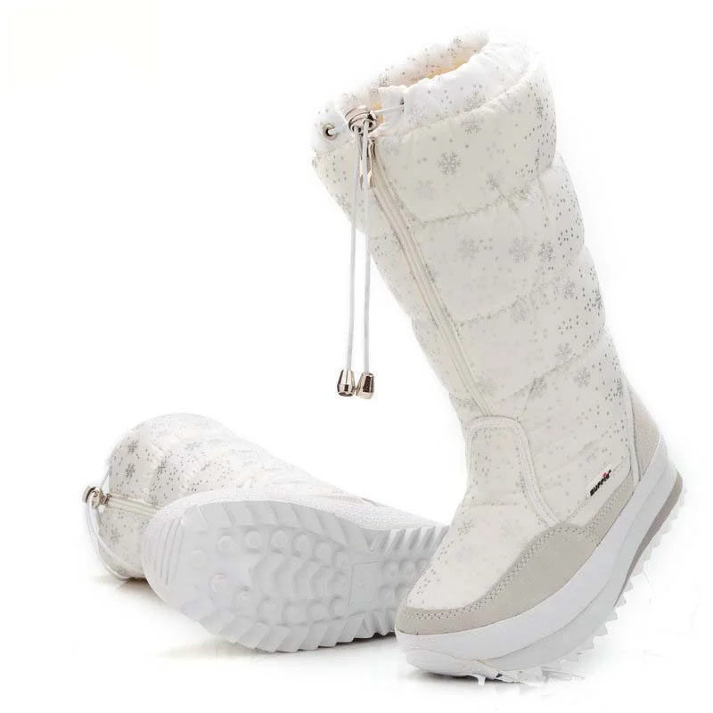 Letclo™ Snowflake Pattern Thickened Flat-bottomed Plush Snow Boots letclo Letclo
