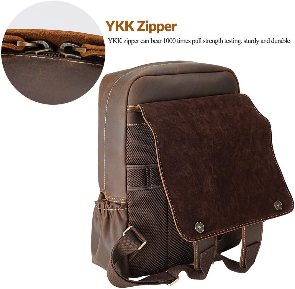 Vintage Full Grain Leather Backpack 15.6 Inch Laptop Bag Travel School Daypack